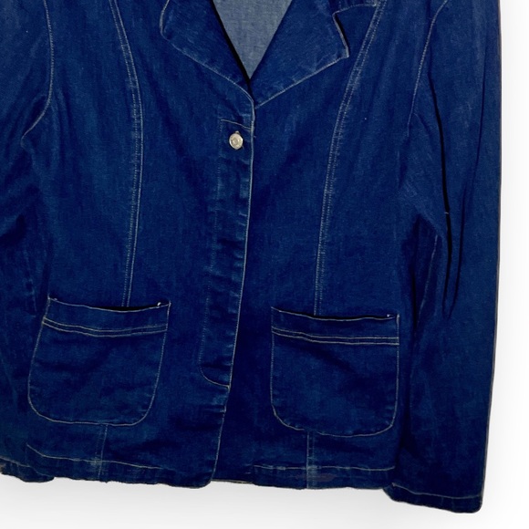 Express Bleus Blue Dark Wash Stretch Denim
Jean Jacket Pockets Women - Picture 4 of 5